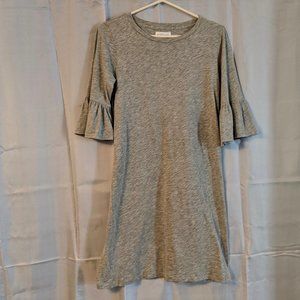 Velvet Maternity Dress W/Ruffle Sleeves (Grey)